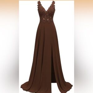 Elegant Brown Lace Dress 🤎